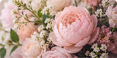 Blush pink flowers in a romantic arrangement