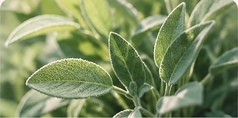 Fresh green sage leaves